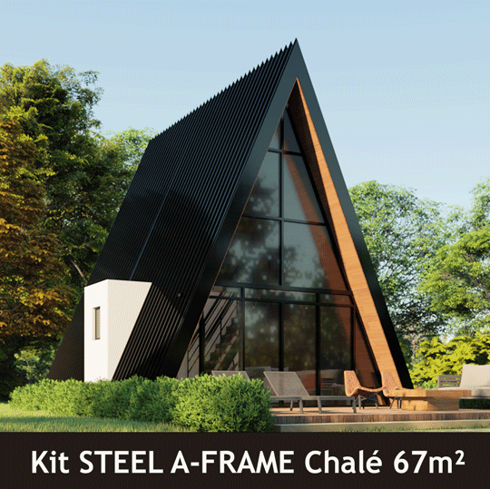 Chalé Suíço em Metal e Madeira de Lei - Ilha do Mel de 67m² - Chave na Porta 4 Chale Pre Fabricado Steel Frame Projeto 67M2