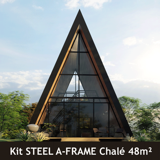 Chale Triangular Pre Fabricado Kit Madeira Metal Casa Pinus